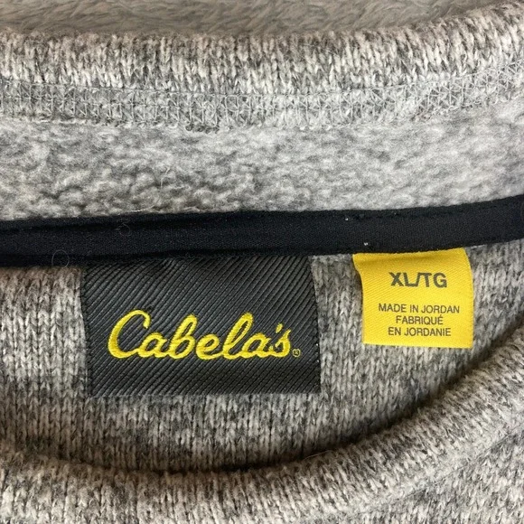 Cabelas Heathered Fleece Pullover Sweater Gray Zipper Pockets Men's XL - Picture 8 of 10